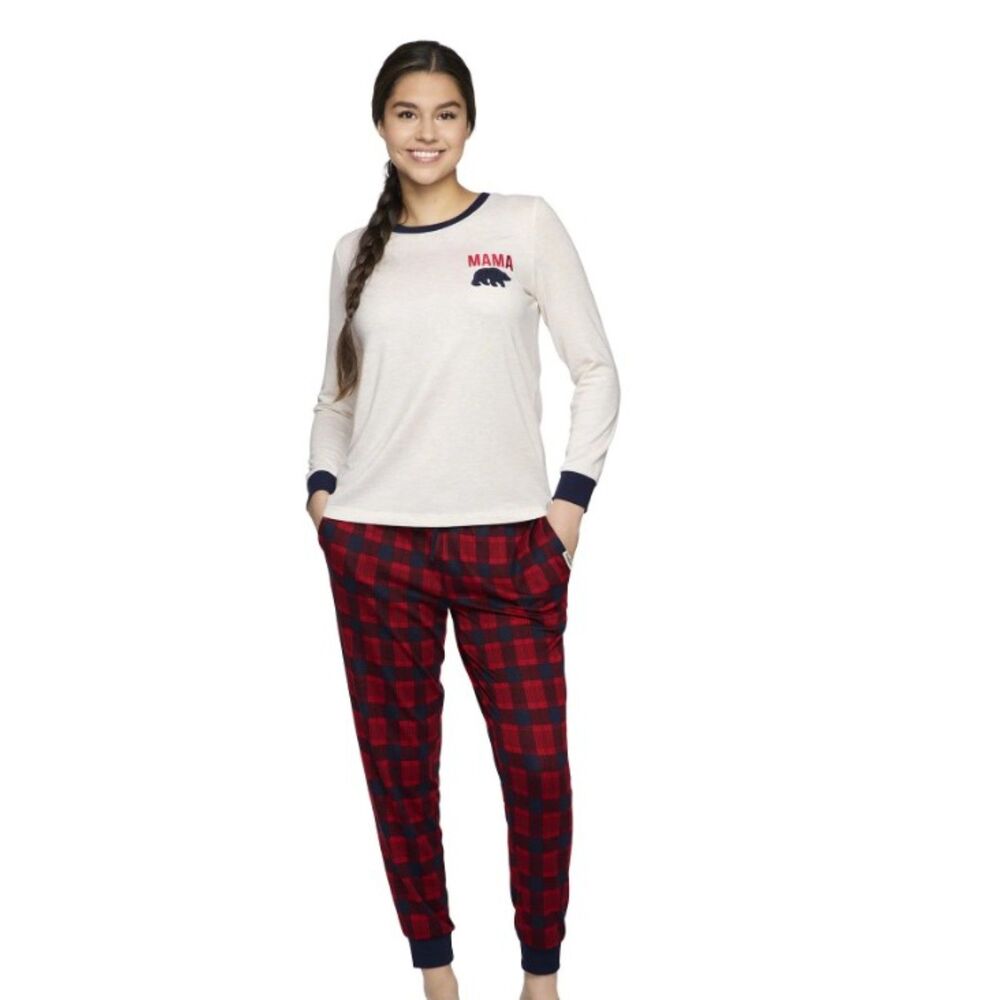 NEW  Stretchy Sz Small MAMA Christmas Holiday 2 Pc Pajama Lounge Set DEARFOAMS